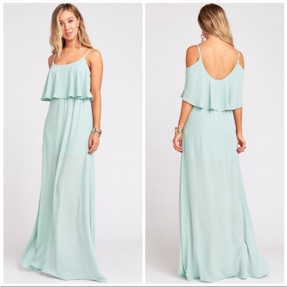 Show Me Your Mumu Caitlin Ruffle Maxi Dress in Dusty Mint Crisp Medium - Picture 2 of 13